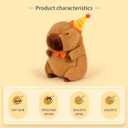 Capybara Plush with Happy Birthday Hat Bow Soft Capibara Stuffed Animal Plushies Toys Gifts for Valentines Birthday Party Decoration for Kids Brown 9 inch