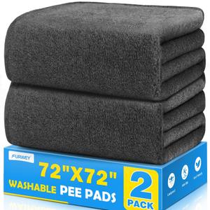 2 Pack Extra Large Washable Pee Pads for Dogs 72"x72" Reusable Dog Pads Non-Slip Waterproof Dog Pee Pads Fast Absorbent Puppy Pads for Training Whelping Housebreaking Incontinence for Playpen
