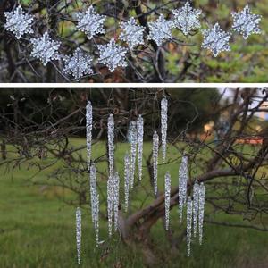 ToBeIT Chrismtas Tree Hanging 20pcs Acrylic icicles and 10pcs Acrylic Snowflakes for Christmas Trees, Gift Packages(icicles and Snowflakes)
