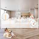 200.1" Retractable Baby Gate Extra Wide, 41" Tall Retractable Dog Gate for Stairs, Doorways, Decks, Mesh Gate Long Child Gate Pet Gate for Indoor, Outdoor, with Reinforced Mesh Rods, Dual Locks (White)