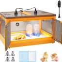 Chicken Brooder Box for Chicks Chicken Brooder Box Kit with Heater Chicks Warmer Brooder Plate Ducks Tent Pen Thermometer for 20 Ducks Bedding Indoor Quail Brooder (23.62x16.53x13 Yellow)
