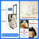 Folding Shopping Cart With Wheels for Groceries,Small Rolling Grocery Cart with Insulation Layer,Portable Tote Bag on Wheels With Pull Handle zipper seal,Lightweight White