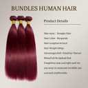 Burgundy Bundles Human Hair 3 Bundle 24 26 28 Inch Straight Bundles Double Weft Brazilian Virgin Wine Red Human Hair Weave for Black Woman #99J Color