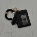 Wallet Keychain Wristlet for Women, Slim RFID Credit Card Holder Purse Tassel Keychain Bangle Key Ring for Men Women(Black)