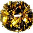 Hooshing 2/6/12PCS Cheerleading Pom Poms with Baton Handle for Team Spirit Sports Dance Cheering Kids Adults (Black and Gold)