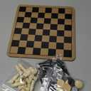 Regal Games - Reversible Wooden Board for Chess, Checkers & Tic-Tac-Toe - 24 Interlocking Wooden Checkers and 32 Standard Chess Pieces - for Age 8 to Adult for Family Fun (10.5 Inch - Reversible)