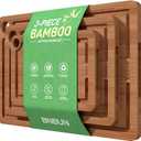Bamboo Wood Cutting Board for Kitchen Bread Boards 3-Piece Wooden Boards with Juice Grooves, Side Handles
