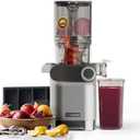 Cold Press Juicer, 200W Masticating Slow Juicer 4.3" Large Feed Chute Fit Whole Fruits Vegetables | Upgraded Auger | Tritan Material | BPA Free | Juice Recipes (Silver)