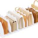 SPACEKEEPER Shelf Divider for Closet, Adjustable Purse Organizers Handbag Separators Storage Organizer Bookshelf Separator Dividers in Bedroom Office Kitchen Bathroom, White