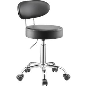 VEVOR Shop Stool with Backrest, Pneumatic Height Adjustable Garage Seat, 300 lbs Load, Roller Creeper Seat, 360 Swivel Padded Workshop Stool, Black