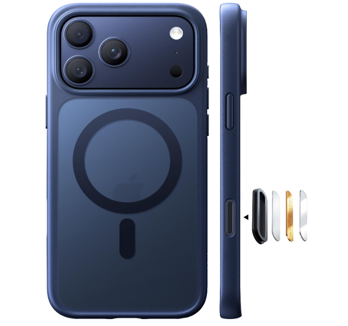 TORRAS Stronger Magnetic & Shockproof for iPhone 17 Pro Max Case, Fit for MagSafe, MilGrade Drop Protection, Camera Control, DIY Button, Slim for iPhone 17 Pro Max Phone Case Translucent Deep Blue