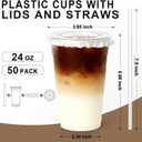Lamosi 50 Pack 24 oz Clear Plastic Cups with Lids and Straws, Disposable Plastic Coffee Cups with Lids for Iced Coffee, Cold Beverages, Smoothies and To-Go Drinks