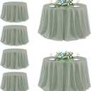 sancua Round Tablecloth 132 Inch Diameter, 6 Pack - Circle Polyester Fabric Table Cloth for Wedding Party Reception Banquet Birthday, Washable Formal Table Cover (Fit 54-96 Inch Tables), Sage Green