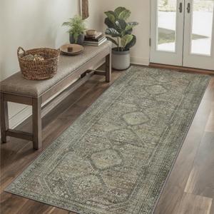 GENIMO Runner Rugs 2x12 Non Slip Hallway Runner Rug, Machine Washable Low Pile Carpet for Living Room, Entryway, Bedroom, Kitchen and Laundry Room, Passage, Sage