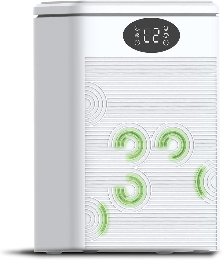Dehumidifier, 75oz Small Quiet Dehumidifiers for Home Bathroom Bedroom Basement RV with Timer,Sleep Mode, Auto Shut Off, 7 Colors LED Light, White