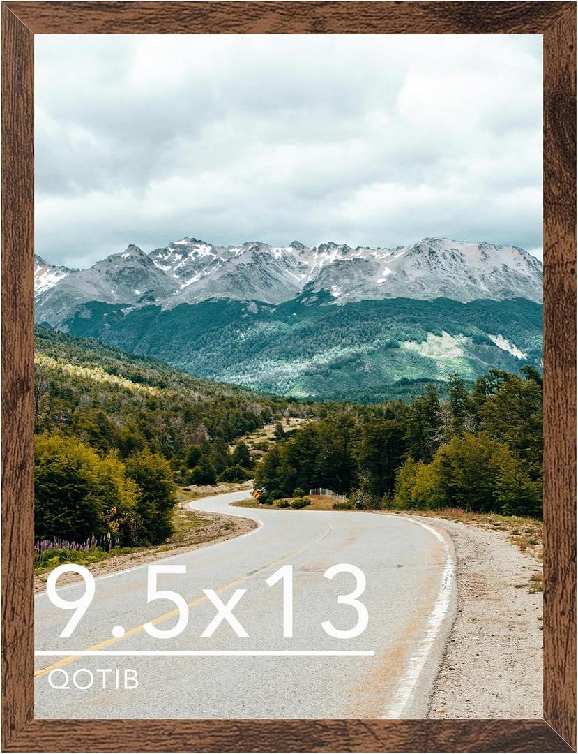 9.5x13 Picture Frame Deep Brown for Wall Hanging, Wood 9.5 x 13 Frame Photo Frame for Wall Horizontally or Vertically, Deep Brown, Pack of 1