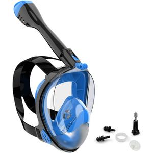 Full Face Snorkel Mask, Diving Mask for Kids and Adults,180 Panoramic View Snorkel Mask with Camera Mount, Safe Breathing, Anti-Leak&Anti-Fog (Medium, Black Blue) Full Face Snorkel Mask, Diving Mask for Kids and Adults,180 Panoramic View Snorkel Mask with Camera Mount, Safe Breathing, Anti-Leak&Anti-Fog (Medium, Black Blue)