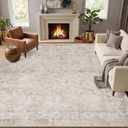 8x10 Area Rugs for Living Room, Machine Washable Rugs, Vintage Non Slip Rug, Faded Style Carpet Stain Resistant, Low Pile Boho Retro Large Rugs for Bedroom Dining Room Indoor Home Office-Beige 8'x10'