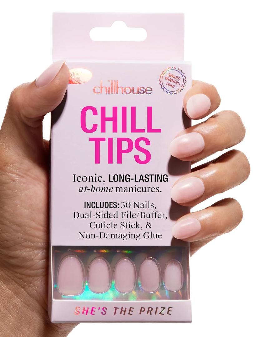 Chillhouse - Chill Tips, Press on Nails Kit - She's the Prize (Oval) - 30 Nail Shapes & Sizes - Up to 2 Weeks of Wear - Customizable - Reusable - Latina Founded, Women Owned - Beauty, Self Care