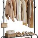 SONGMICS Clothes Rack, Clothing Rack for Hanging Clothes with Wheels, Garment Rack, Metal Frame, 110 lb Max. Total Load, 40.7 Inches Wide, Clothes Storage and Display, Black UHSR131B01