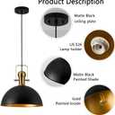 12 Inch Black Farmhouse Pendant Lights Matte Pendant Lights for Kitchen Island Industrial Adjustable Height Vintage Dome Hanging Light Fixtures for Barn Dining Room 3 Packs