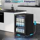 EUHOMY 100 Can Beverage Refrigerator cooler-Mini Fridge Glass Door for Beer Drinks Wines, Freestanding Beverage Fridge with Adjustable Shelves Blue LED for Home/Office/Dorm/Bar, 2.7 cu.ft