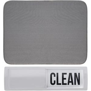 Gorilla Grip Microfiber Dish Drying Mat and Dishwasher Magnet, Drying Mat is Quick Dry Thick Mesh, Dishwasher Magnet is Heavy Duty and Magnetic, Both in Gray Color, 2 Item Bundle