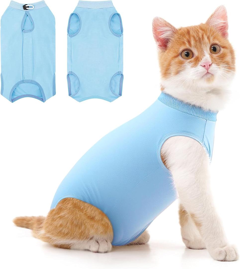 Cat Recovery Suit for Abdominal Wounds or Skin Diseases, Cat Onesie for Cats After Surgery Female Kitten Recovery Suit, Breathable E-Collar Alternative for Cats After Spay Anti Licking Wounds (Small)