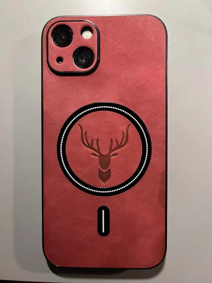 Magnetic Mag safe Leather Case For iPhone 16 Pro, Pro Max in Black, Red