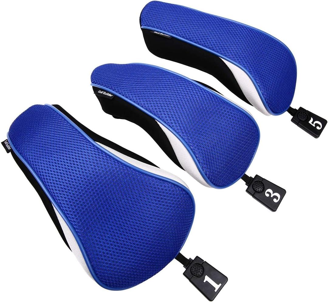 Sword &Shield sports 3pcs/Set Driver # 1 3 5 Fairway Wood Cover Golf Club Headcover (Blue)