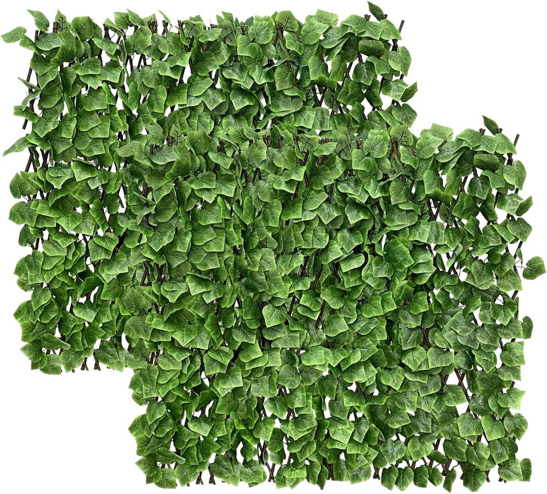Expandable Fence Privacy Screen for Balcony Patio Outdoor,Decorative Faux Ivy Fencing Panel,Artificial Hedges (Single Sided Leaves)