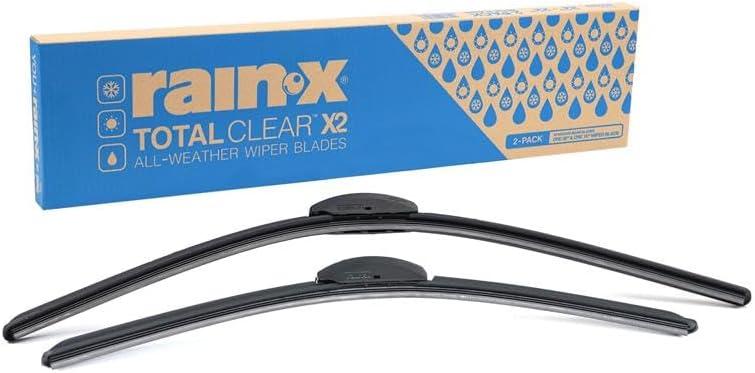 Rain-X 810334 Total Clear Beam Wiper Blades 24" & 18" Windshield Wipers for All-Weather Performance, Rubber Squeegee for Smooth Clean Wipe & Quiet Operation - 2 Pack Value