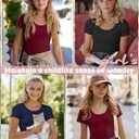 3 Pack Girls Shirts Scoop Neck Ribbed T Shirts Teens Short Sleeve Slim Fit Summer Tees for Kids Age 5-14