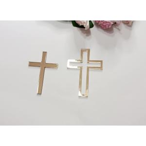 16pcs of Acrylic Cross Cake Topper, Cross Cake Charm for Baptism, Christening, Holy Communion Cake (4'', Rose Gold Mirror)