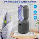 Bladeless Desk Fan, 13 Inch Quiet Oscillating with 106 Rotation, Battery Operated Portable Table Fan, 3 Speeds & Night Light, LED Display, Button Control, Personal Fan for Bedroom Office Nightstand