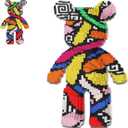 Rainbow Graffiti Bear Micro Building Blocks Set(18.5inches) Animal Winktoys Blocks Bear Building Blocks Gift for Adult and Kid