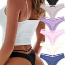 READY TO LOVE Women's Underwear Seamless Thongs 6 Pack No Show Thong Breathable Invisibles Hollow Out Sexy Panties Underwear (S)