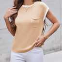 Zeagoo Womens Sweater Vest Fall 2026 Loose Fit Cape Sleeve Knit Ribbed Tank Tops with Front Pocket (S)