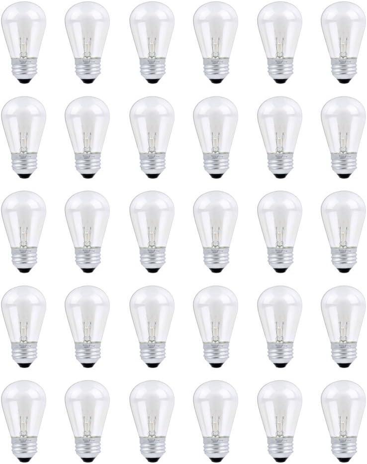 28 Pack S14 Outdoor String Light Bulbs Set orange, 120V 11W Clear Outdoor Patio Vintage Light Shatterproof Bulbs
