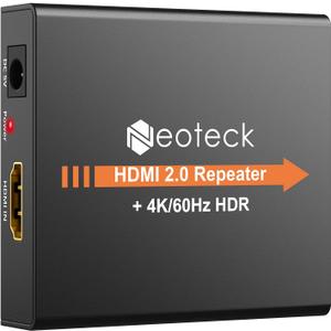 Neoteck HDMI 2.0 Repeater 4K 2160P 3D HDMI Signal Amplifier Repeater Boost Up to 196ft Transmission Distance Mini Size Metal Shell for PC DVD Sky HD Box PS3 PS4 Satellite Box