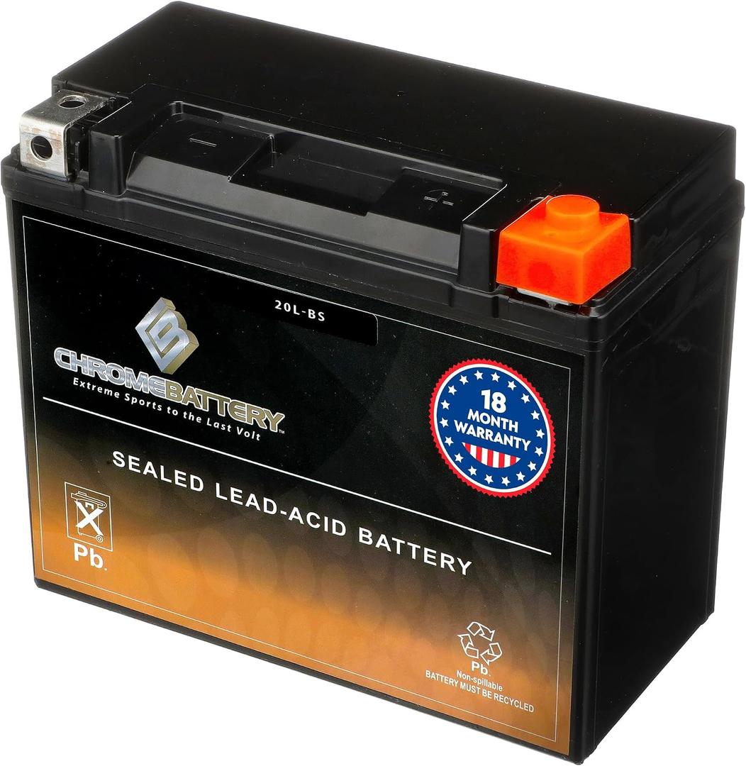 CB CHROMEBATTERY 12V 21Ah SLA Battery – T3 Nut & Bolt Terminal – 2 Pack - Deep Cycle Design Rechargeable Power for Alarms, Scooters, Toys & More – Sealed Lead Acid, Model: YTX20L-BS