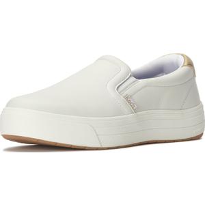 Keds Women's Park Slip On Fashion Sneaker, Snow White/Champagne Leather, 7.5