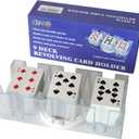 DNB Revolving Playing Card Tray - 9 Deck Plastic Rotating Canasta Card Holder