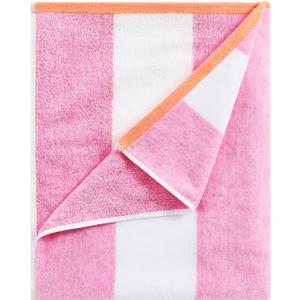 Large Oversized Beach Towel - 35 x 70 Inch Striped Pool Towel, Cotton Cabana Swim Towel (Rose Pink)