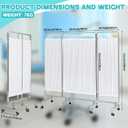 HunnmingRe White 3 Panel Privacy Screen with Rolling Casters Portable Foldable Privacy Screen for Salons, Home, Lab Nursery Dividers (19.5+35.5 +19.5 Inches)