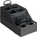 FLYBOX Car Seat Organizer Backseat Car Organizer with 12 Storages Compartments and 2 Metal Cup Holders,Storage Box for Front Back Passenger Between Behind Middle Seats for Truck Trunk Van,Black