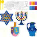2 x Sosation 24 Set 5 Inch Hanukkah Sand Art Kits Gift Self Adhesive Painting for Adult Chanukah DIY Art Craft Pictures with 7 Colorful Sand for Hanukkah Christmas Jewish Party Favors