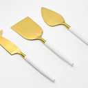 Gold Cheese Knives Set, 3 Piece, Stainless Steel (Gold/White)