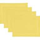 Solino Home Cloth Placemats Set of 4-100% Pure Linen Double Hemstitch Sunshine Yellow Placemats 14 x 19 Inch - Handcrafted and Machine Washable Table Place Mats for Summer