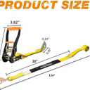 Heavy Duty Adjustable Car Tie Down Kit with Snap Hooks -Break Strength 10,000 lbs-Working Load 3333 lbs-2 Inch x 114 Inch - 4 Pack Axle Tie Down Straps (Yellow)